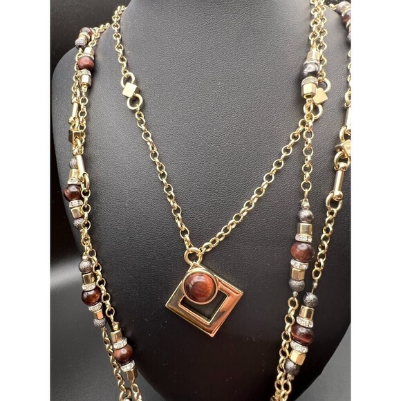 White House Black Market Retro Layered Necklace - Picture 4 of 8